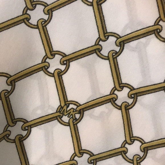 Michael Kors Gold and White Signature chain Fabric Blouse size Medium - Picture 5 of 9